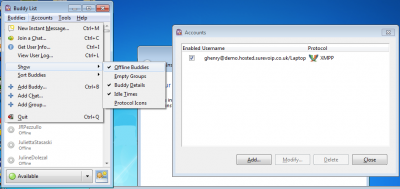 Enable offline contacts for SureVoIP IM for Pidgin